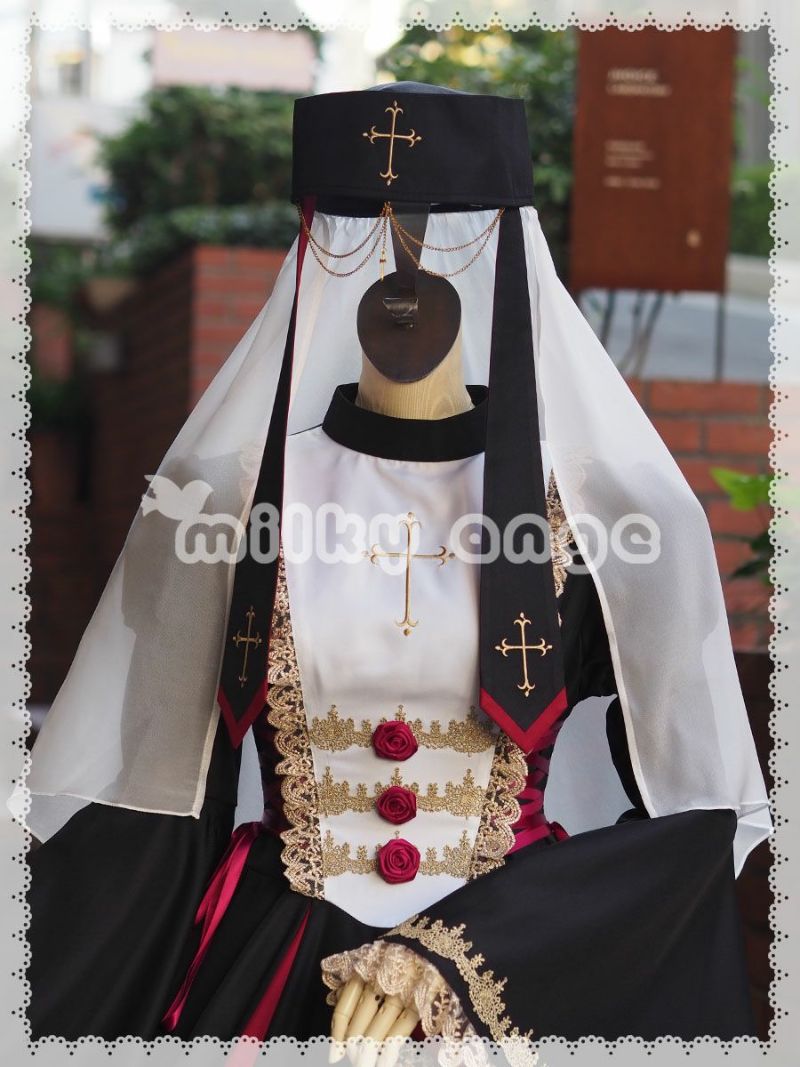 ファンタジックシスタードレス：灰燼聖女（40cm,MSD対応） ゴシックシスター風フリルドレス opf036 | 可愛い服量産型服通販24cm